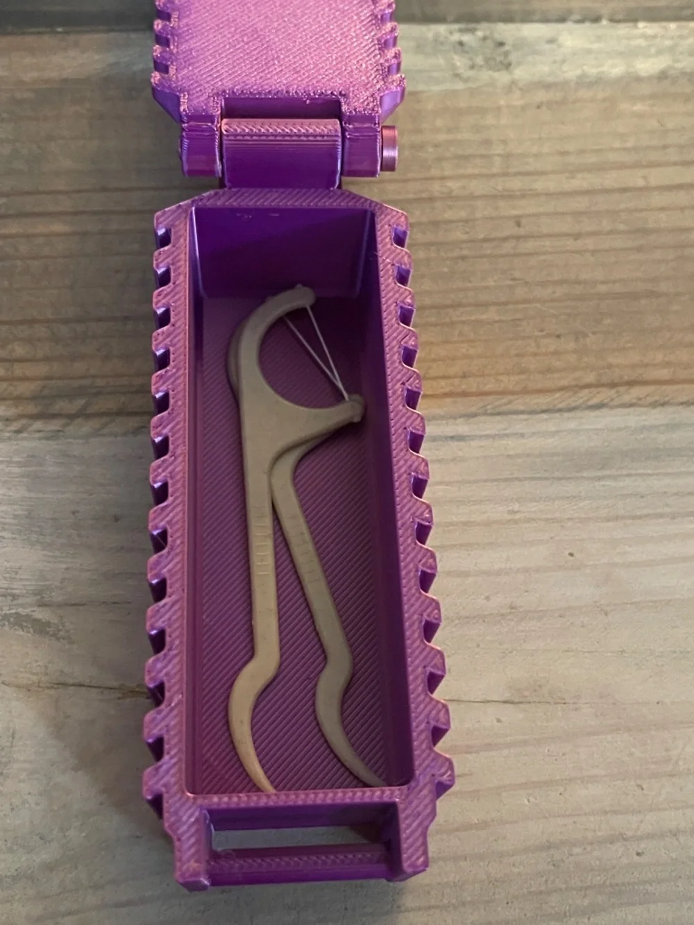 Handcrafted 3D Printed Purple Metallic Floss Pick Holder Dispenser